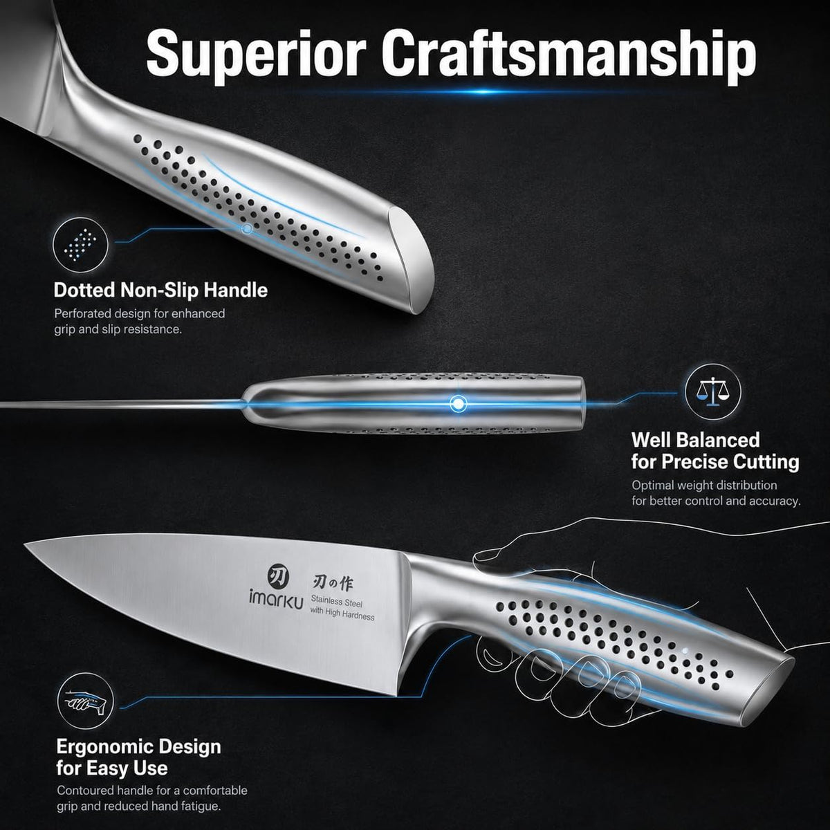 High-Carbon Stainless Steel Knife Set with Block