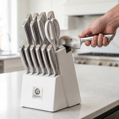 High-Carbon Stainless Steel Knife Set with Block