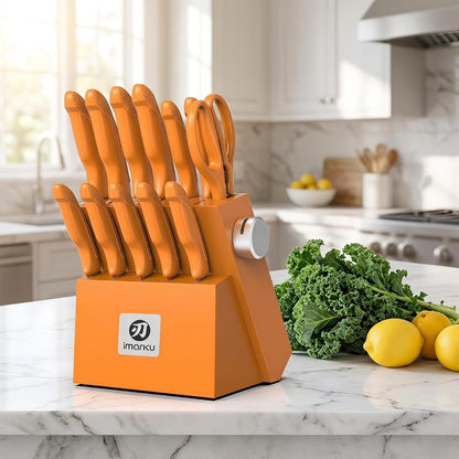 High-Carbon Stainless Steel Knife Set with Block