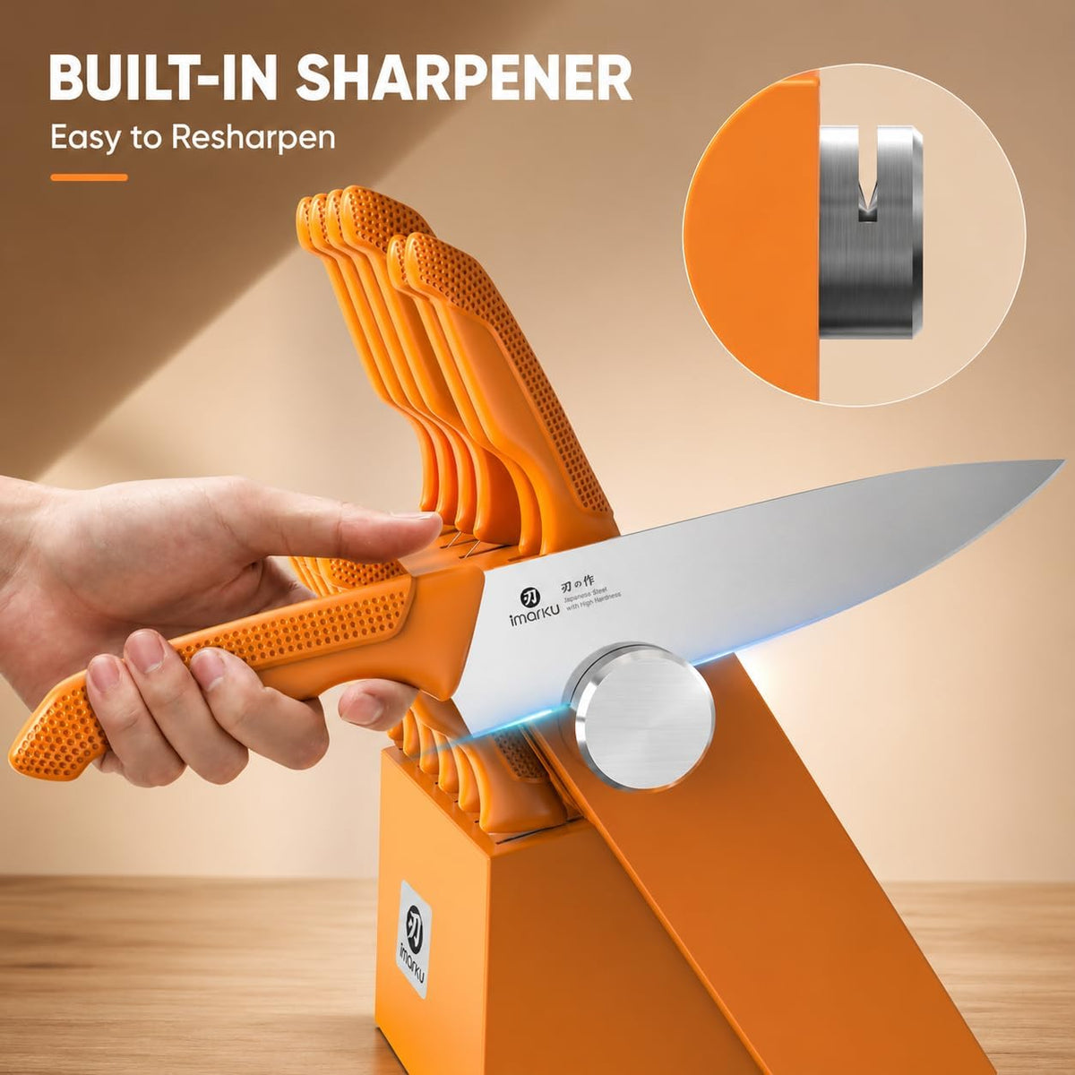 High-Carbon Stainless Steel Knife Set with Block