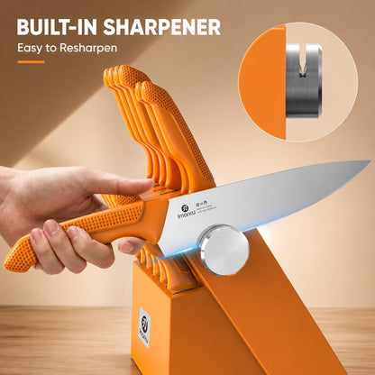 High-Carbon Stainless Steel Knife Set with Block