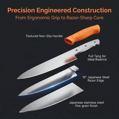 High-Carbon Stainless Steel Knife Set with Block