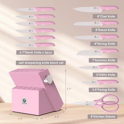 High-Carbon Stainless Steel Knife Set with Block