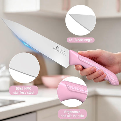 High-Carbon Stainless Steel Knife Set with Block