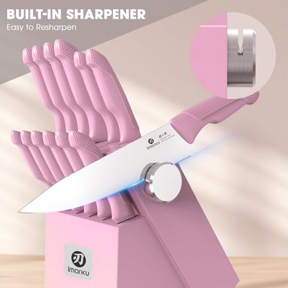 High-Carbon Stainless Steel Knife Set with Block