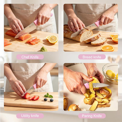 High-Carbon Stainless Steel Knife Set with Block