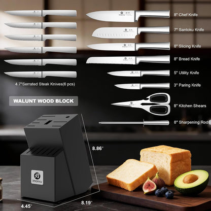 High-Carbon Stainless Steel Knife Set with Block