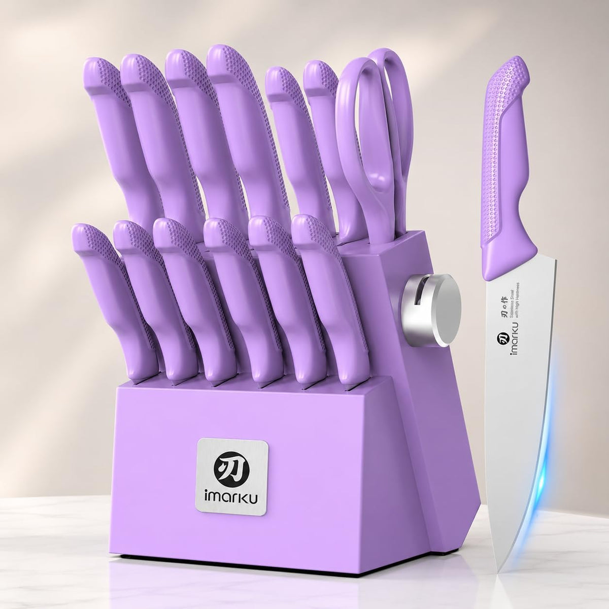 High-Carbon Stainless Steel Knife Set with Block