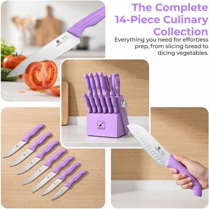 High-Carbon Stainless Steel Knife Set with Block