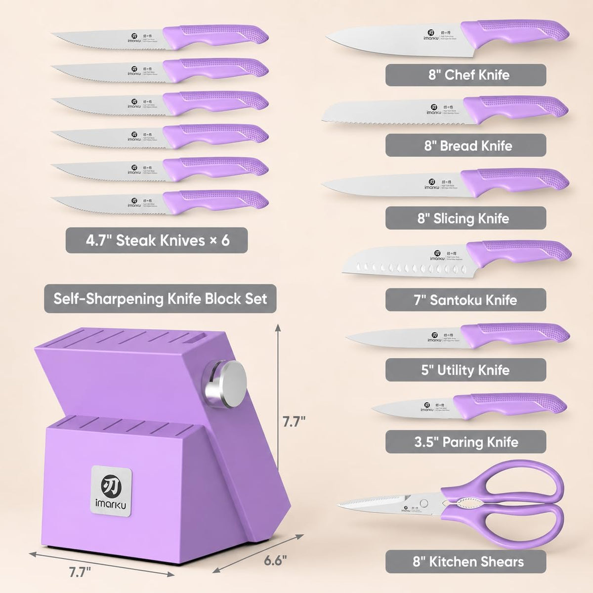 High-Carbon Stainless Steel Knife Set with Block