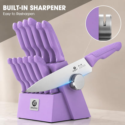 High-Carbon Stainless Steel Knife Set with Block