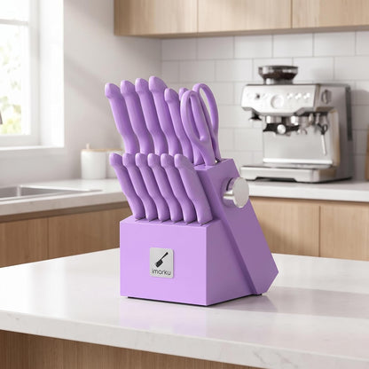 High-Carbon Stainless Steel Knife Set with Block