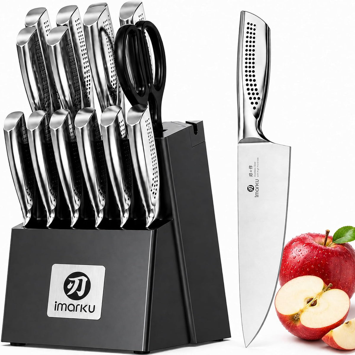 High-Carbon Stainless Steel Knife Set with Block