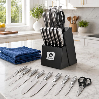 High-Carbon Stainless Steel Knife Set with Block