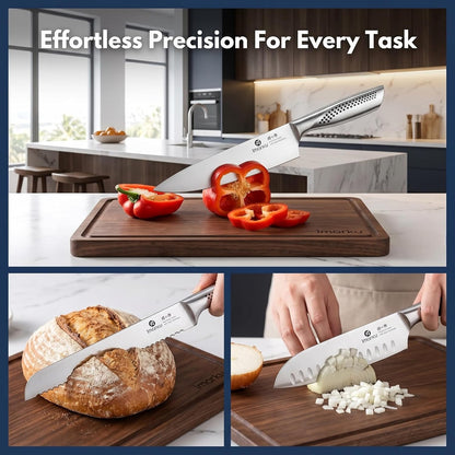 High-Carbon Stainless Steel Knife Set with Block