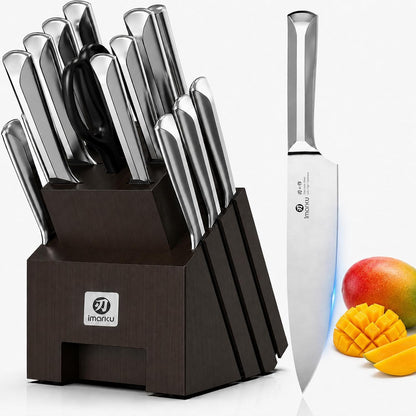 High-Carbon Stainless Steel Knife Set with Block