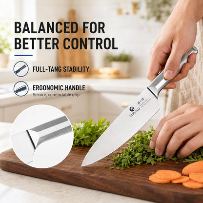 High-Carbon Stainless Steel Knife Set with Block