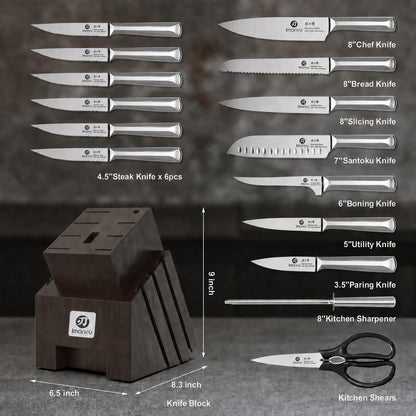 High-Carbon Stainless Steel Knife Set with Block