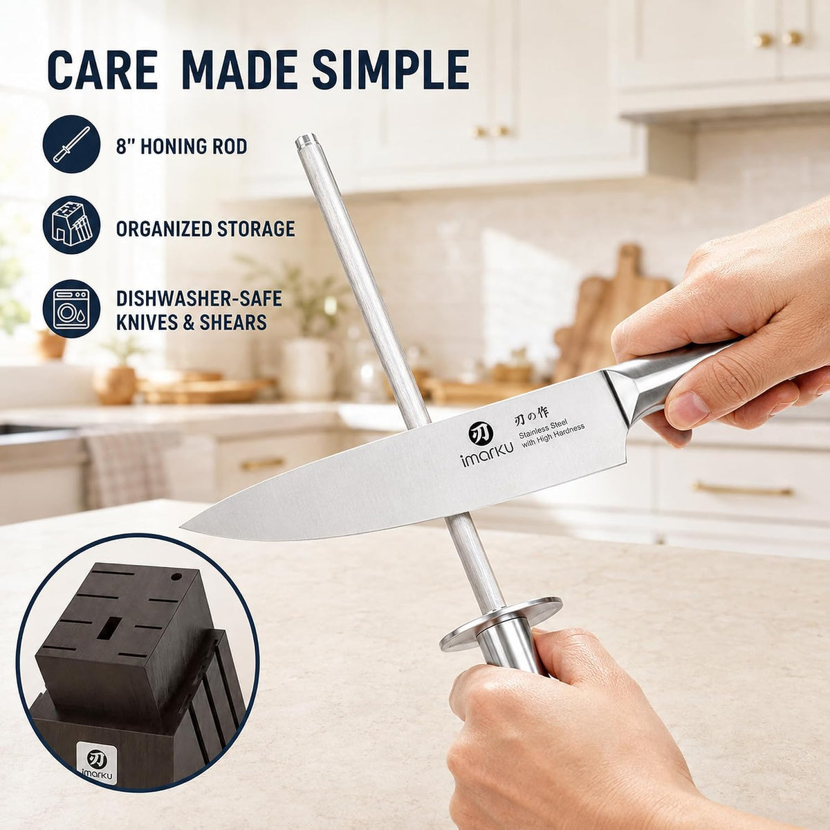 High-Carbon Stainless Steel Knife Set with Block