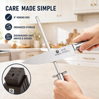 High-Carbon Stainless Steel Knife Set with Block