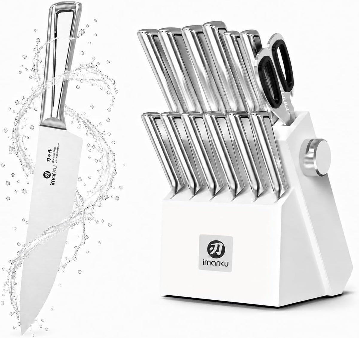 High-Carbon Stainless Steel Knife Set with Block