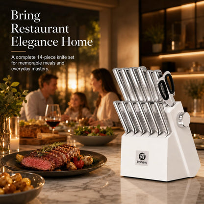 High-Carbon Stainless Steel Knife Set with Block