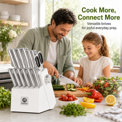High-Carbon Stainless Steel Knife Set with Block