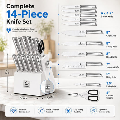 High-Carbon Stainless Steel Knife Set with Block