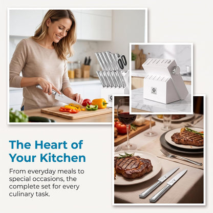 High-Carbon Stainless Steel Knife Set with Block