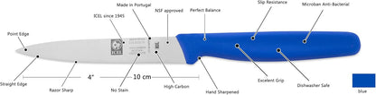 4 Inch Paring Knife - Straight Edge, High Carbon German Stainless Steel, Razor Sharp Blade, Rust-Proof, Perfect for Paring, Slicing, Dicing, Cutting and Chopping, Gray Polypropylene Handle