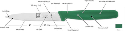 4 Inch Paring Knife - Straight Edge, High Carbon German Stainless Steel, Razor Sharp Blade, Rust-Proof, Perfect for Paring, Slicing, Dicing, Cutting and Chopping, Gray Polypropylene Handle