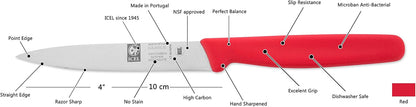4 Inch Paring Knife - Straight Edge, High Carbon German Stainless Steel, Razor Sharp Blade, Rust-Proof, Perfect for Paring, Slicing, Dicing, Cutting and Chopping, Gray Polypropylene Handle