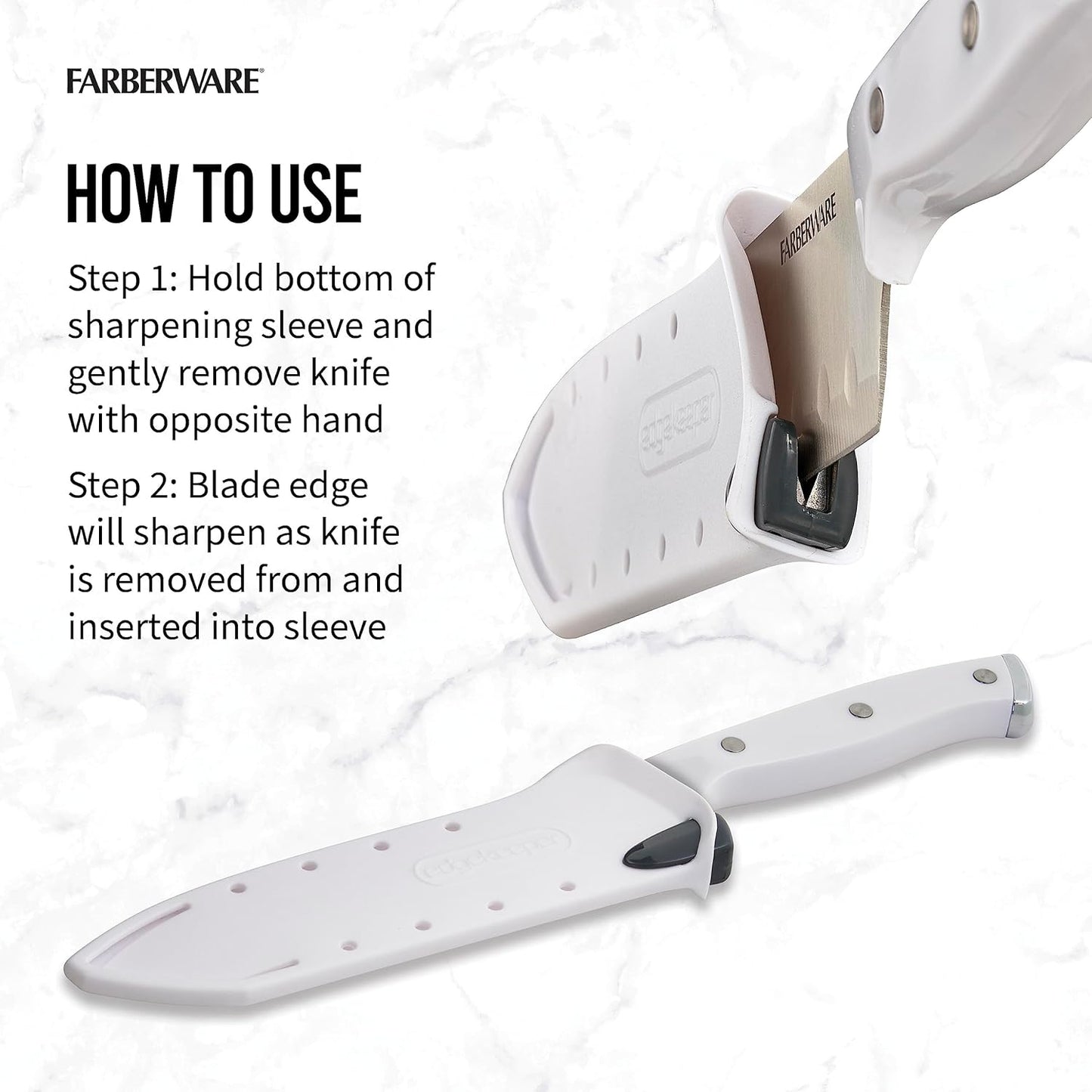 Edgekeeper Triple Riveted Santoku Knife with Self-Sharpening Blade Cover, High Carbon-Stainless Steel Kitchen Knife with Ergonomic Handle, Razor-Sharp Knife, 5 Inch, White
