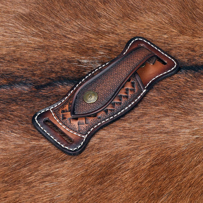 Tourbon Leather Pocket Knife Sheath with Snap Button for 1.5" Belt Folding Knives Holster Carrier EDC Tools Holder Jungle Camping