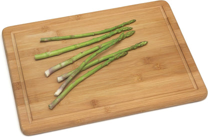 Bamboo Wood Kitchen Cutting and Serving Board with Non-Slip Cork Backing, Medium, 13-3/4" x 9-3/4" x 5/8"