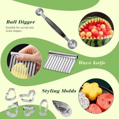 80Pcs Stainless Steel Fruit Carving Tools Set with Wooden Box | Professional Watermelon Carving Knife Kit with Ergonomic Handles, Durable Fruit Cutting Tools for Culinary Arts, Sculpting