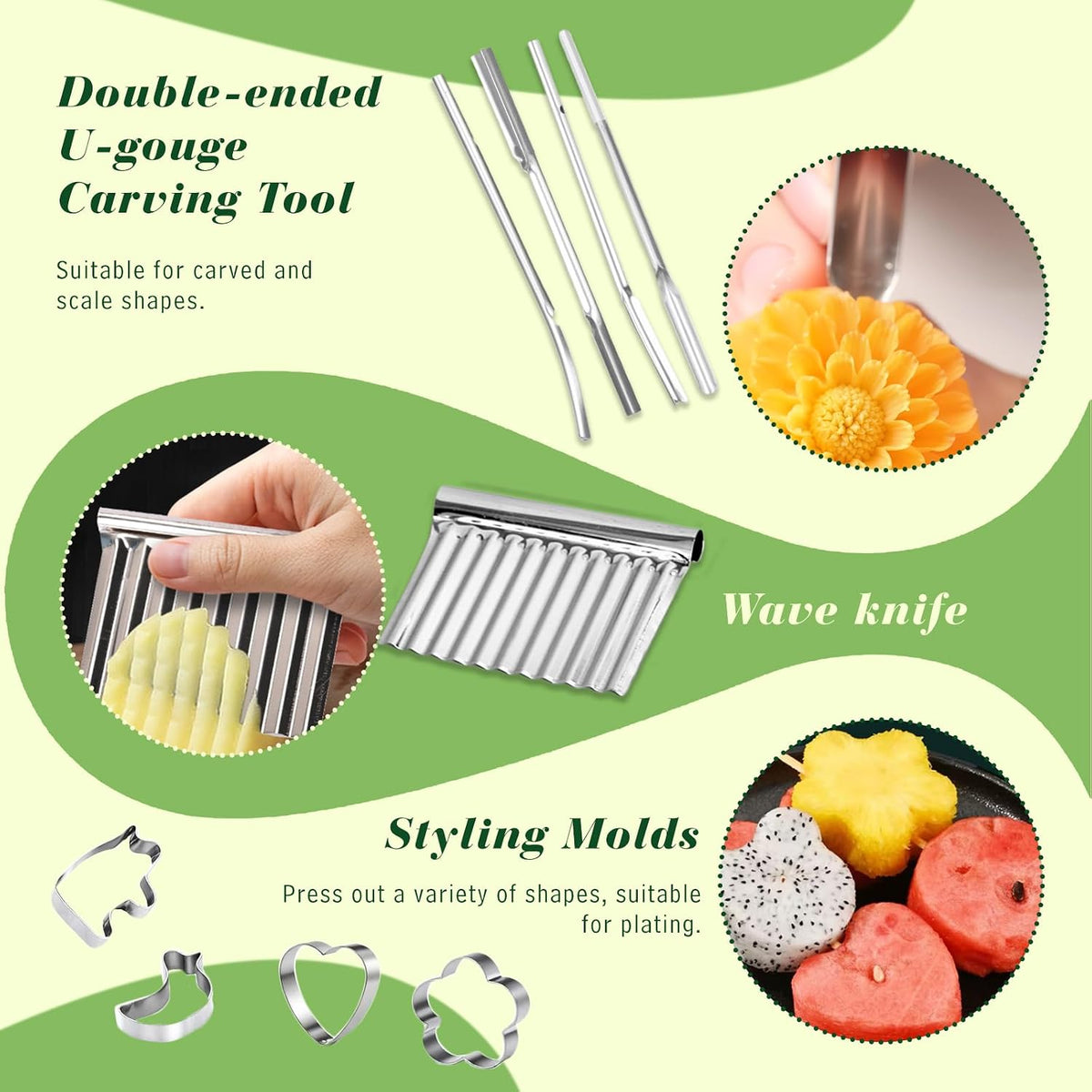 80Pcs Stainless Steel Fruit Carving Tools Set with Wooden Box | Professional Watermelon Carving Knife Kit with Ergonomic Handles, Durable Fruit Cutting Tools for Culinary Arts, Sculpting