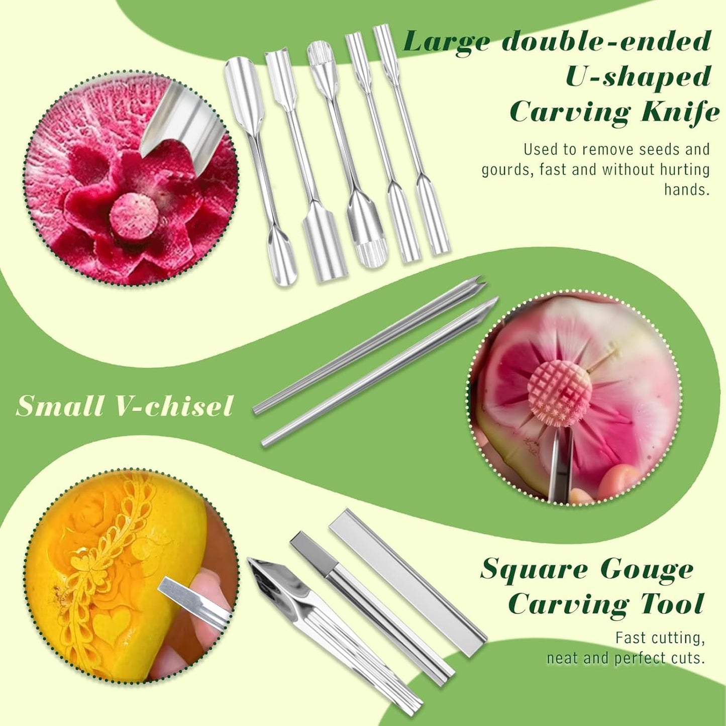 80Pcs Stainless Steel Fruit Carving Tools Set with Wooden Box | Professional Watermelon Carving Knife Kit with Ergonomic Handles, Durable Fruit Cutting Tools for Culinary Arts, Sculpting