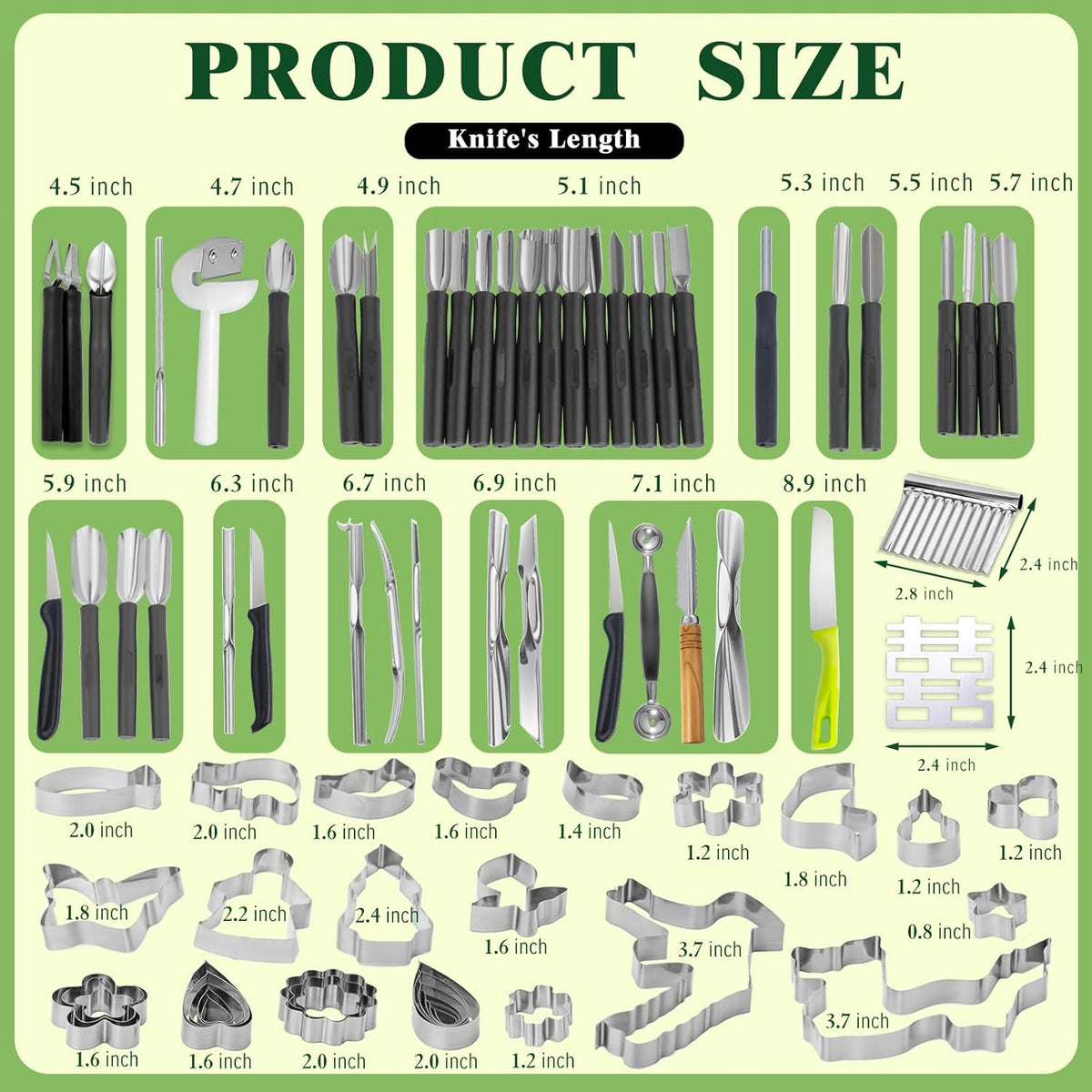 80Pcs Stainless Steel Fruit Carving Tools Set with Wooden Box | Professional Watermelon Carving Knife Kit with Ergonomic Handles, Durable Fruit Cutting Tools for Culinary Arts, Sculpting