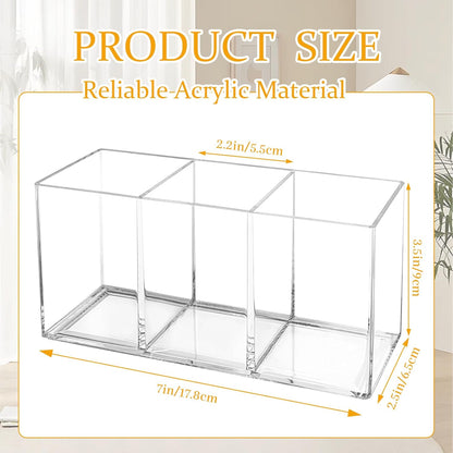 Acrylic Cutlery Organizer, 3-Sectio Clear Plastic Utensil Storage Caddy for Kitchen Countertop, Holds Forks, Knives & Spoons (1 Pcs, 7.1 x 2.6 x 3.5 in)