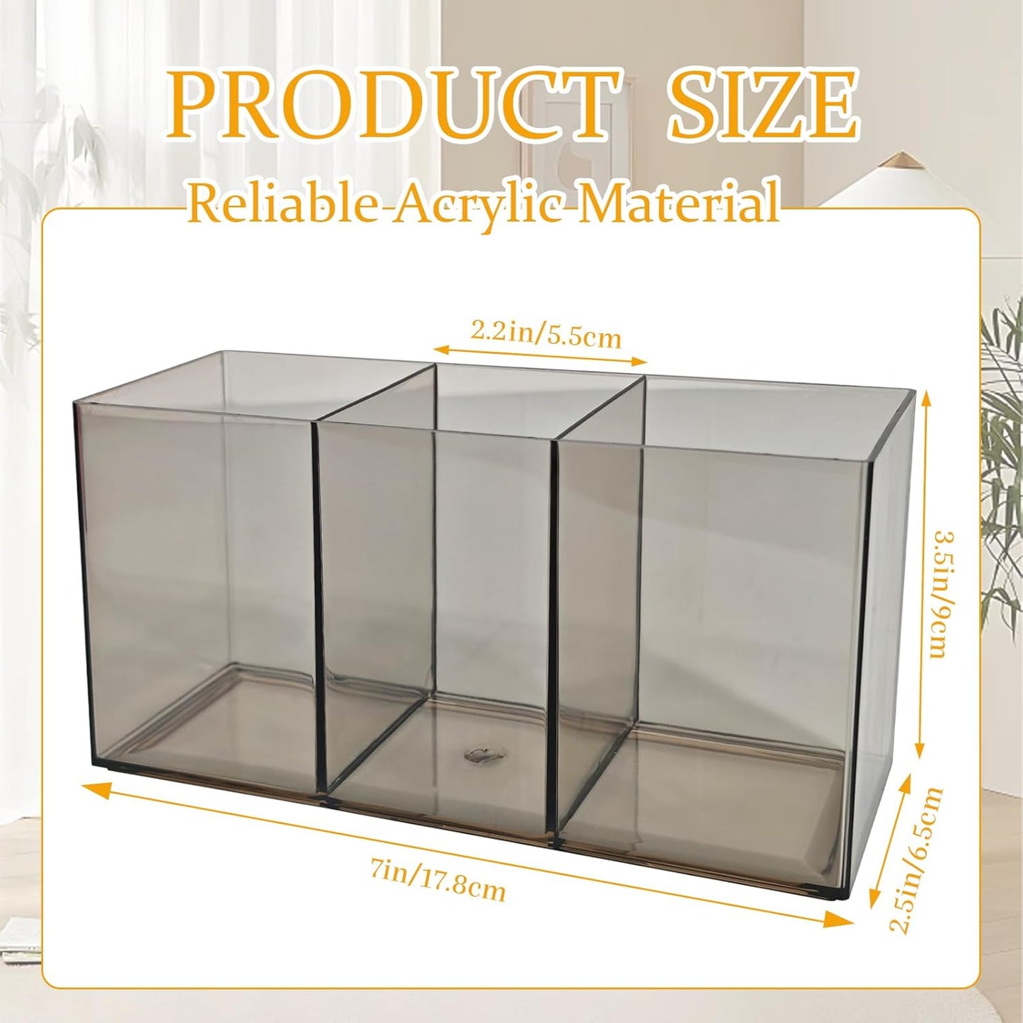 Acrylic Cutlery Organizer, 3-Sectio Clear Plastic Utensil Storage Caddy for Kitchen Countertop, Holds Forks, Knives & Spoons (1 Pcs, 7.1 x 2.6 x 3.5 in)