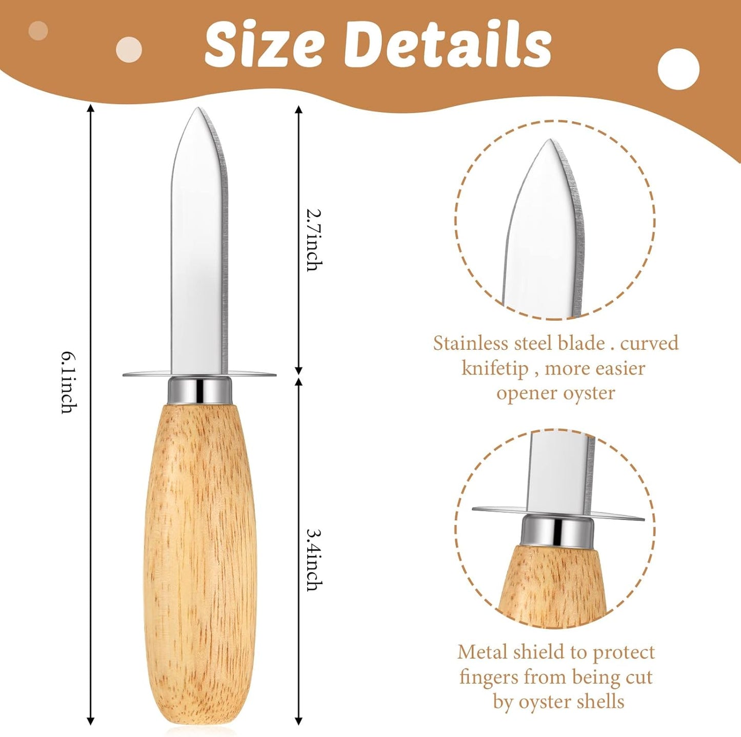 16 Pieces Oyster Shucking Knife Set 8 Stainless Steel Oyster Shuckers Bulk 8 Level 5 Protection Cut Resistant Gloves Seafood Opener Tool Kit for Clam Pearl Shell Shucking