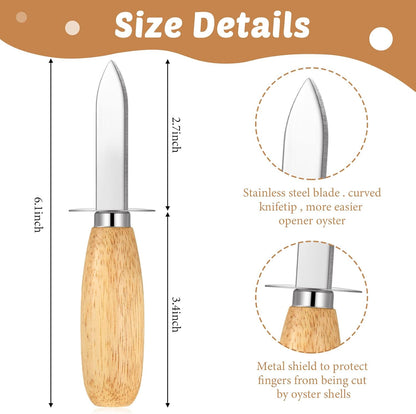 16 Pieces Oyster Shucking Knife Set 8 Stainless Steel Oyster Shuckers Bulk 8 Level 5 Protection Cut Resistant Gloves Seafood Opener Tool Kit for Clam Pearl Shell Shucking