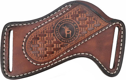 Leather Knife Sheath for Belt, 3mm Thick EDC Pocket Knife Holster Fits Buck 110, Compact Folding Knife Carrier Case for Men, Open Top Cross Draw - Brown