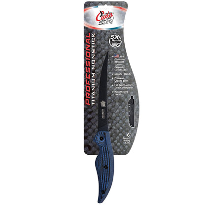 6" Curved Boning Professional Saltwater & Freshwater Corrosion Resistant Stainless Carpenter Steel Fish Filleting Knife with Hard Molded Sheath Included