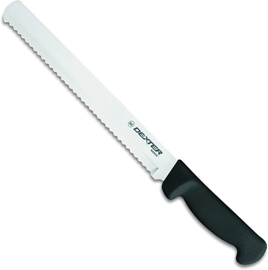 Dexter-Russell P94804B 10" Scalloped Slicer/Bread Knife with Black Polypropylene Handle