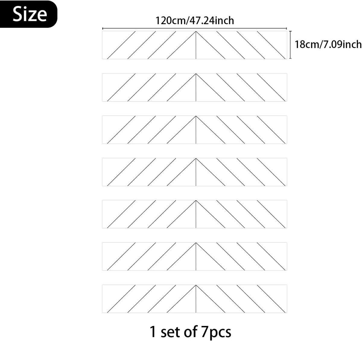 7PC Self-Adhesive Vinyl Stair Riser Stickers w/Squeegee and Utility Knife, Peel and Stick Staircase Decal Contact Paper for Home Decor, 47.24"x7.09" Scandinavian White Herringbone