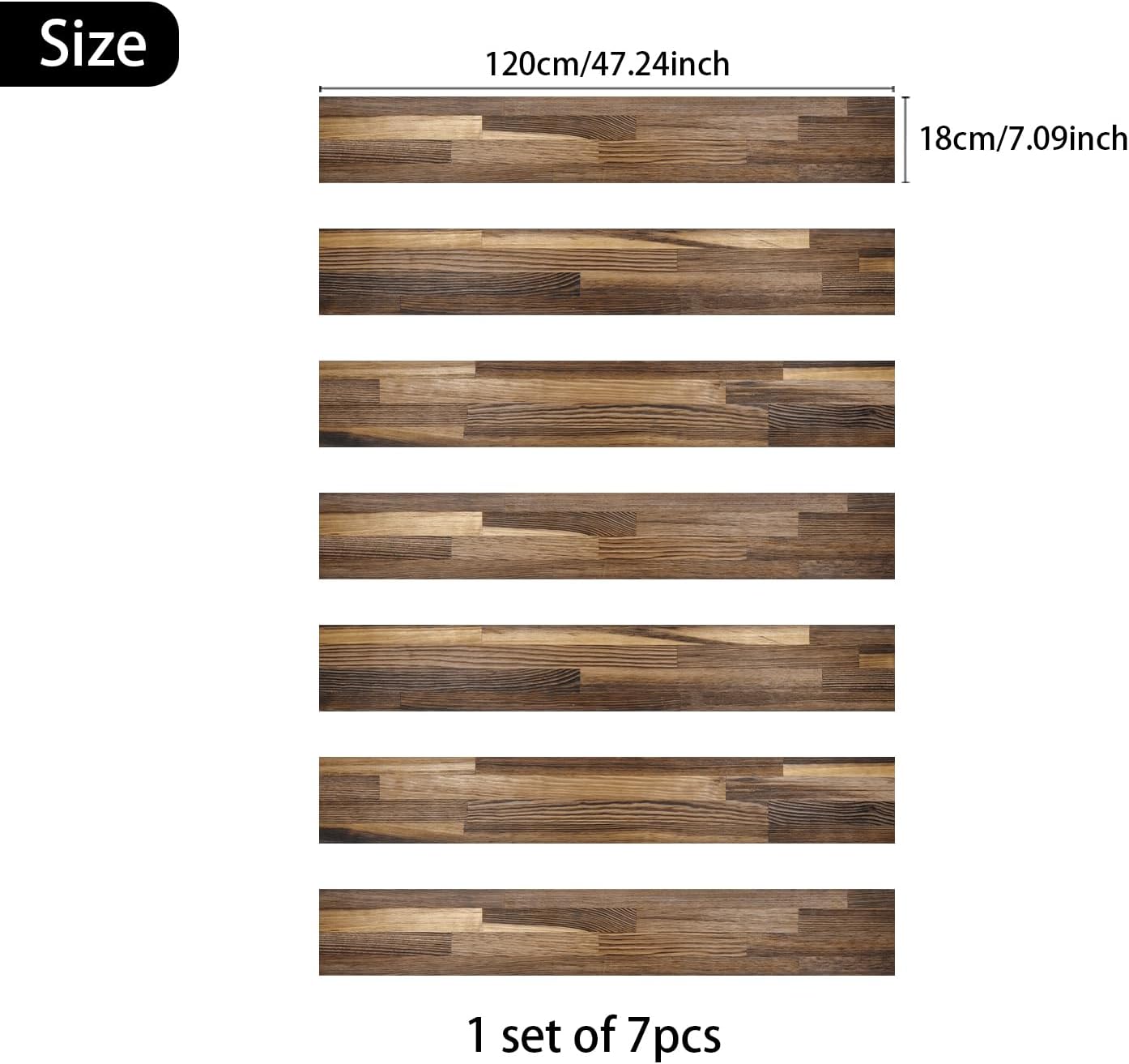 7PC Self-Adhesive Vinyl Stair Riser Stickers w/Squeegee and Utility Knife, Peel and Stick Staircase Decal Contact Paper for Home Decor, 47.24"x7.09" Scandinavian White Herringbone