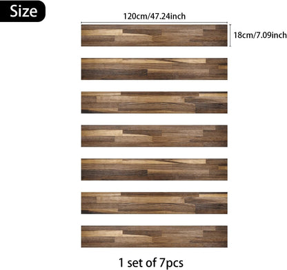 7PC Self-Adhesive Vinyl Stair Riser Stickers w/Squeegee and Utility Knife, Peel and Stick Staircase Decal Contact Paper for Home Decor, 47.24"x7.09" Scandinavian White Herringbone