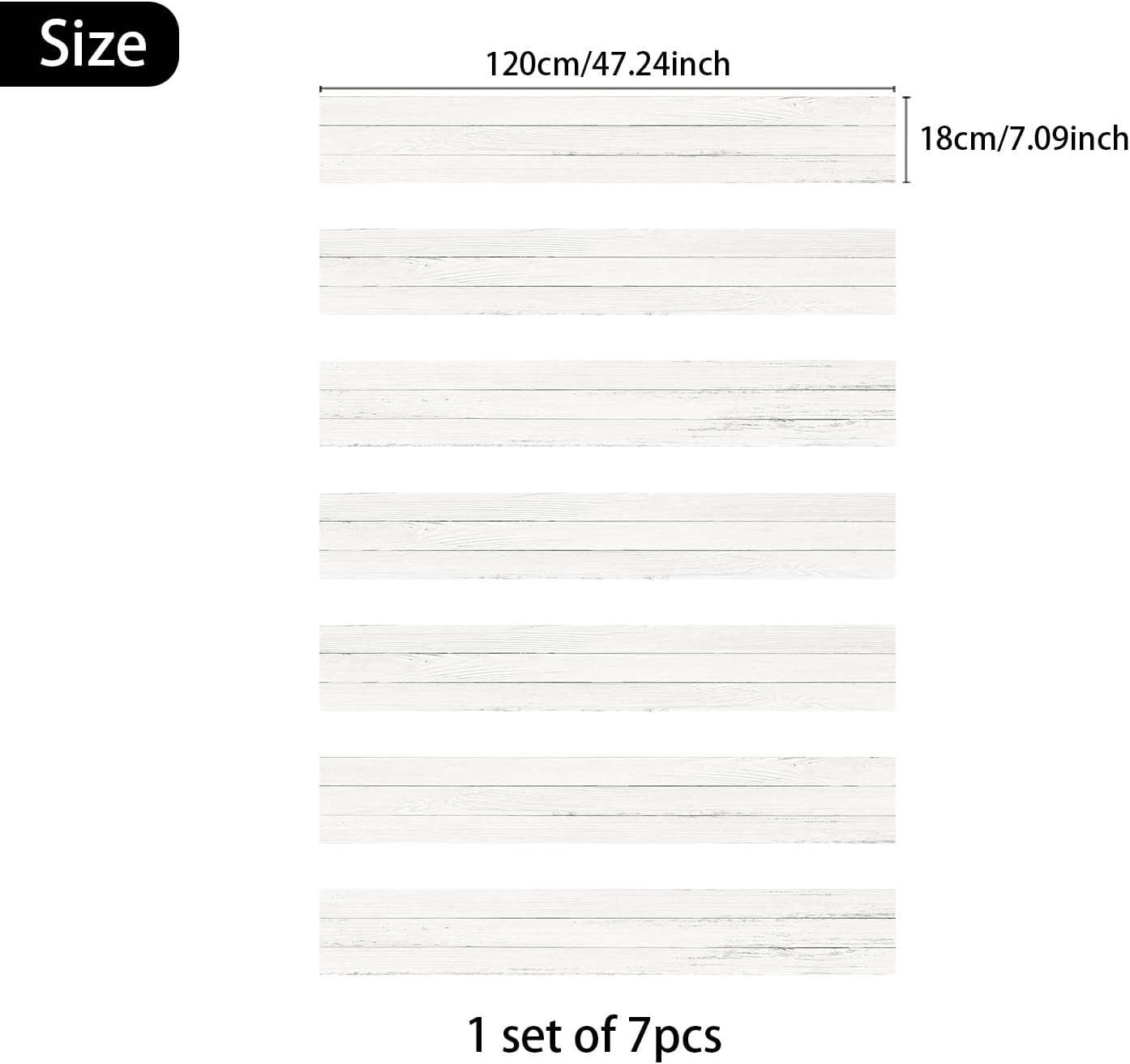 7PC Self-Adhesive Vinyl Stair Riser Stickers w/Squeegee and Utility Knife, Peel and Stick Staircase Decal Contact Paper for Home Decor, 47.24"x7.09" Scandinavian White Herringbone